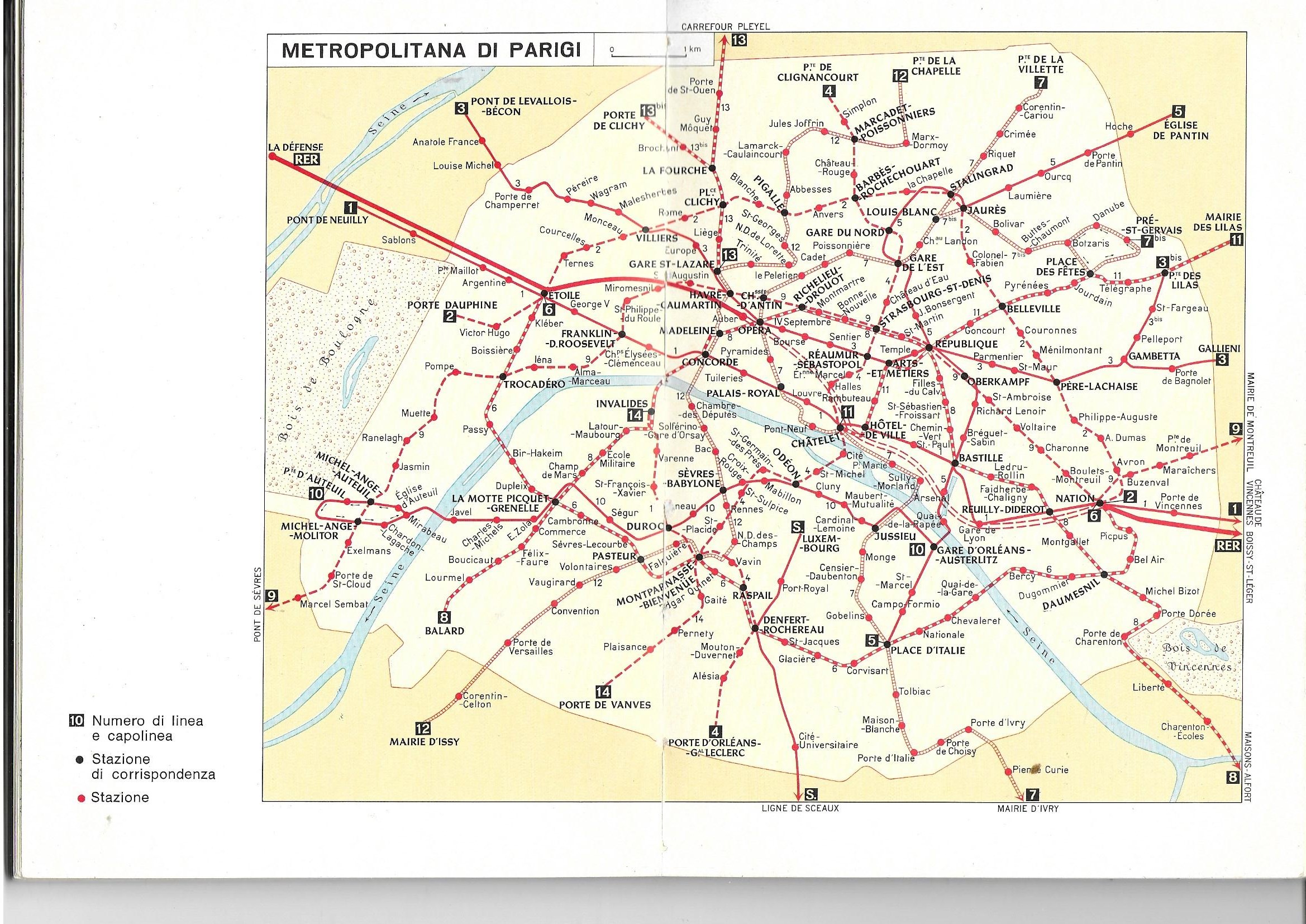 rete Metrò Parigi TCI  1979